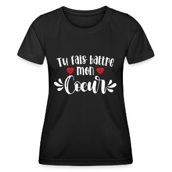 Du lässt mein Herz schlagen - Frauen Funktions-T-Shirt - Schwarz - Vorne - AI Model Female 172 light (172cm)
