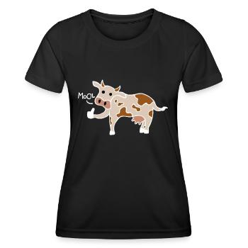 Mool / Cool Cow Thumbs Up (Blanc) - T-shirt sport Femme - noir - Devant - AI Model Female 172 light (172cm)