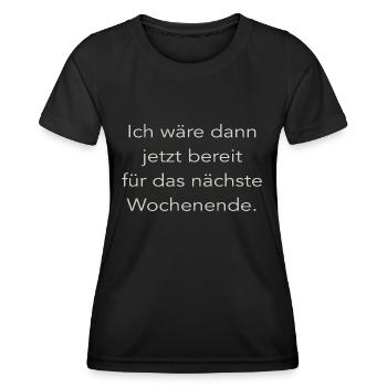 Wochenende - Frauen Funktions-T-Shirt - Schwarz - Vorne - AI Model Female 172 light (172cm)