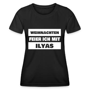 First name Ilyas - Women's Functional T-Shirt - black - Front - AI Model Female 172 light (172cm)