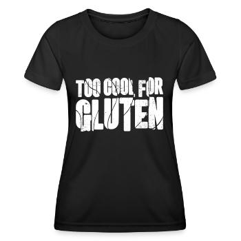 Trop cool pour le gluten - Funny Celiac Design - T-shirt sport Femme - noir - Devant - AI Model Female 172 light (172cm)