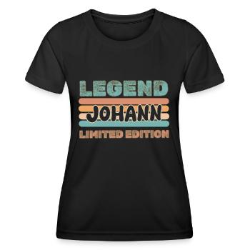 Prénom Johann - T-shirt sport Femme - noir - Devant - AI Model Female 172 light (172cm)