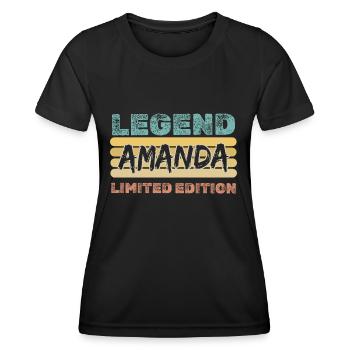 Prénom Amanda - T-shirt sport Femme - noir - Devant - AI Model Female 172 light (172cm)