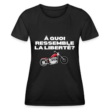Cadeaux pour les motards Quad, Stunt, Moto, Vélo - T-shirt sport Femme - noir - Devant - AI Model Female 172 light (172cm)