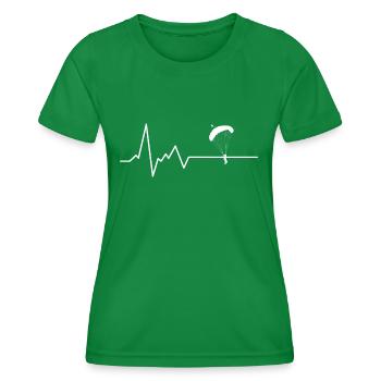 Parachutiste Parachutiste Heartbeat - T-shirt sport Femme - vert - Devant - AI Model Female 172 dark (172cm)