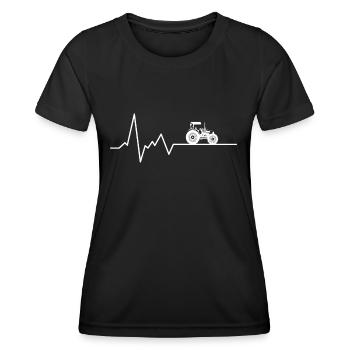 Traktor Herzschlag Landwirtschaft Bauer - Frauen Funktions-T-Shirt - Schwarz - Vorne - AI Model Female 172 light (172cm)