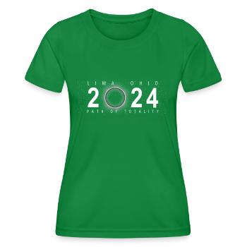 Solar Eclipse Lima Ohio April 8 2024 - Women's Functional T-Shirt - kelly green - Front - AI Model Female 172 dark (172cm)