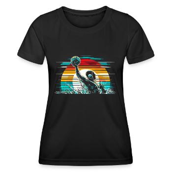 Retro Wasserball Spieler Aquatic Polo Sport - Frauen Funktions-T-Shirt - Schwarz - Vorne - AI Model Female 172 light (172cm)