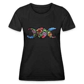 Symbole de la Triple Lune Ostara Bloom - T-shirt sport Femme - noir - Devant - AI Model Female 172 light (172cm)