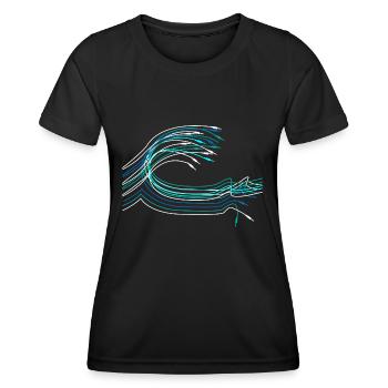 Audio Kabel Welle Elektro Musiker Tontechniker - Frauen Funktions-T-Shirt - Schwarz - Vorne - AI Model Female 172 light (172cm)