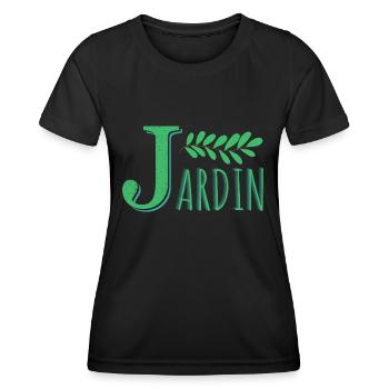 JARDIN J majuscule vert - T-shirt sport Femme - noir - Devant - AI Model Female 172 light (172cm)