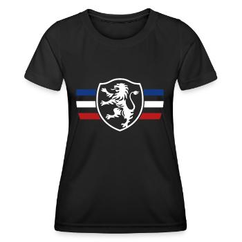 LOGO LION DESIGN BLAU WEISS ROT Frankreich - Frauen Funktions-T-Shirt - Schwarz - Vorne - AI Model Female 172 light (172cm)