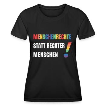 Menschenrechte statt rechte Menschen Demonstration - Frauen Funktions-T-Shirt - Schwarz - Vorne - AI Model Female 172 light (172cm)