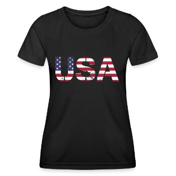 USA in den Farben der amerikanischen Flagge Fahne - Frauen Funktions-T-Shirt - Schwarz - Vorne - AI Model Female 172 light (172cm)