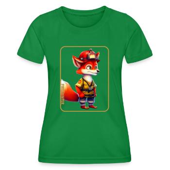 Pompier, amoureux des renards - T-shirt sport Femme - vert - Devant - AI Model Female 172 dark (172cm)