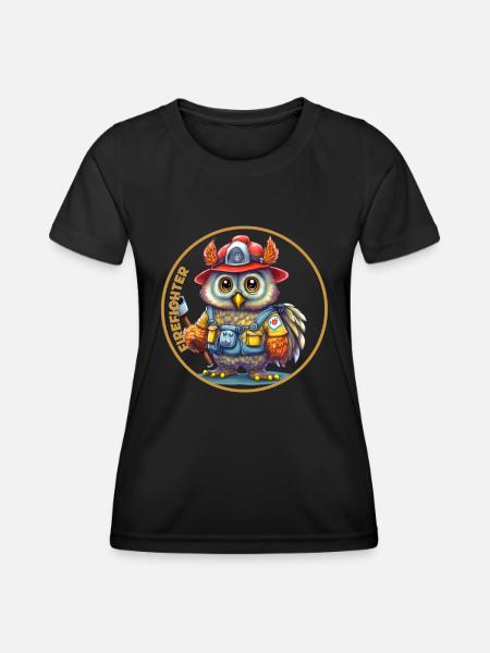 Firefighter, sweet owl - Women's Functional T-Shirt - black