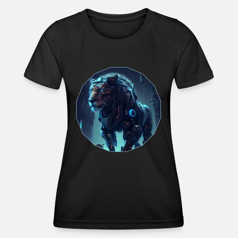 Cyber lion - Women's Functional T-Shirt - black