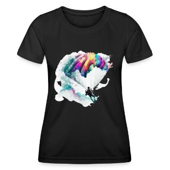 Le parachutisme, ma passion - T-shirt sport Femme - noir - Devant - AI Model Female 172 light (172cm)
