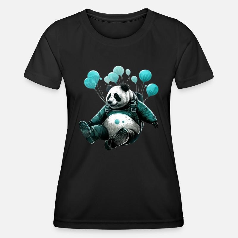 Skydiving Panda - Women's Functional T-Shirt - black