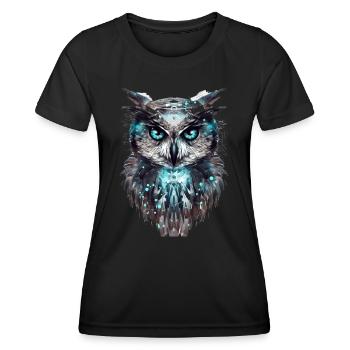Cyber-Eule - Frauen Funktions-T-Shirt - Schwarz - Vorne - AI Model Female 172 light (172cm)