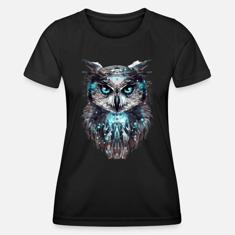 Cyber-Eule - Frauen Funktions-T-Shirt - Schwarz