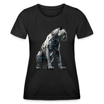 Cyber-Raubkatze - Frauen Funktions-T-Shirt - Schwarz - Vorne - AI Model Female 172 light (172cm)