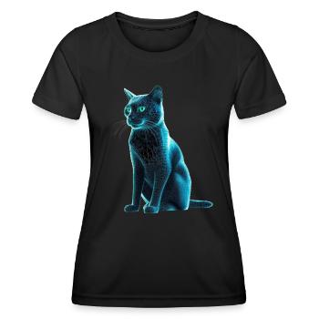 Cyber-Kätzchen - Frauen Funktions-T-Shirt - Schwarz - Vorne - AI Model Female 172 light (172cm)