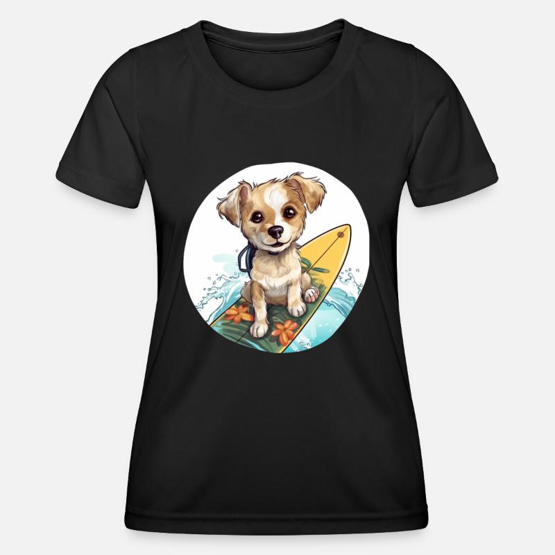 Surfing dog - Women's Functional T-Shirt - black