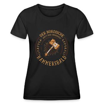 Hammersbald Nordische Mythologie Wikinger Ungeduld - Frauen Funktions-T-Shirt - Schwarz - Vorne - AI Model Female 172 light (172cm)