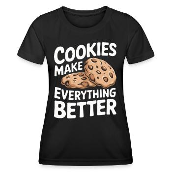 Cookies Cookie Keks Kekse Schokolade - Frauen Funktions-T-Shirt - Schwarz - Vorne - AI Model Female 172 light (172cm)
