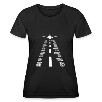 Phonetic Alphabet Aircraft Pilot Airplane Aviator - T-shirt sport Femme - noir - Devant - AI Model Female 172 light (172cm)