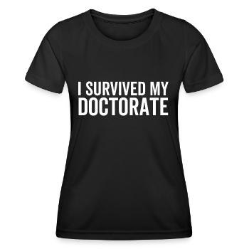 J’ai survécu à mon doctorat - T-shirt sport Femme - noir - Devant - AI Model Female 172 light (172cm)