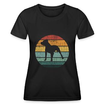 American Staffordshire Hund Pitbull Cane Retro Spaß - Frauen Funktions-T-Shirt - Schwarz - Vorne - AI Model Female 172 light (172cm)