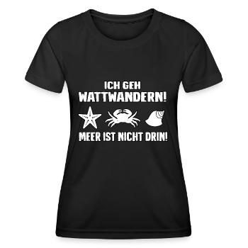 Ich geh Wattwandern - Frauen Funktions-T-Shirt - Schwarz - Vorne - AI Model Female 172 light (172cm)