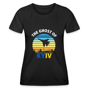 I Stand With Ukraine , The Ghost of Kyiv - Women's Functional T-Shirt - black - Front - AI Model Female 172 light (172cm)