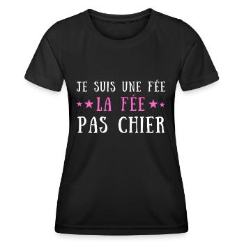 Je suis une fée la fée pas chier - T-shirt sport Femme - noir - Devant - AI Model Female 172 light (172cm)