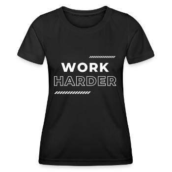 Travailler plus fort Citation de motivation - T-shirt sport Femme - noir - Devant - AI Model Female 172 light (172cm)