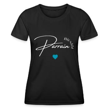 Bientôt parrain - T-shirt sport Femme - noir - Devant - AI Model Female 172 light (172cm)