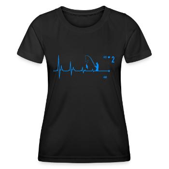 Pêche Pêcheur Heartbeat Pêcheur - T-shirt sport Femme - noir - Devant - AI Model Female 172 light (172cm)