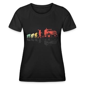 Trucker Evolution Conduire Papa Trucker Père Camion - T-shirt sport Femme - noir - Devant - AI Model Female 172 light (172cm)