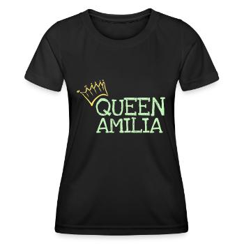 Vorname Amilia - Frauen Funktions-T-Shirt - Schwarz - Vorne - AI Model Female 172 light (172cm)