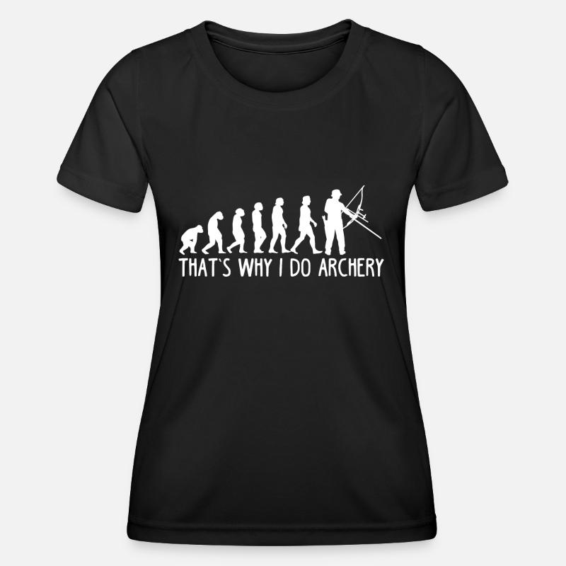 Bogenschießen Evolution - Frauen Funktions-T-Shirt - Schwarz