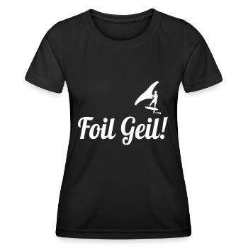 Wing Foiling Surf Surfing Surfer Foil Geil - Frauen Funktions-T-Shirt - Schwarz - Vorne - AI Model Female 172 light (172cm)