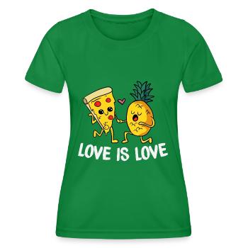 Love Is Love Cute Pineapple Pizza LGBTQ Pride - Frauen Funktions-T-Shirt - Kelly Green - Vorne - AI Model Female 172 dark (172cm)