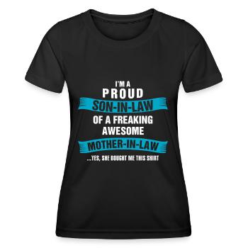 Funny Son in Law Birthday Christmas Awesome Mother - Women's Functional T-Shirt - black - Front - AI Model Female 172 light (172cm)