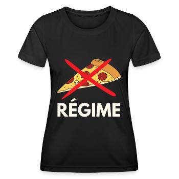Régime la pizza c est fini - T-shirt sport Femme - noir - Devant - AI Model Female 172 light (172cm)