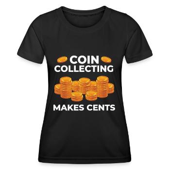Numismatik Münzen sammeln Münzsammler Geld - Frauen Funktions-T-Shirt - Schwarz - Vorne - AI Model Female 172 light (172cm)