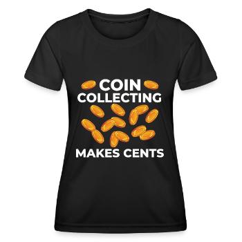 Numismatik Münzen sammeln Münzsammler Geld - Frauen Funktions-T-Shirt - Schwarz - Vorne - AI Model Female 172 light (172cm)