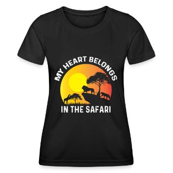 Gehört in Safari Backpacker Geschenk - Frauen Funktions-T-Shirt - Schwarz - Vorne - AI Model Female 172 light (172cm)