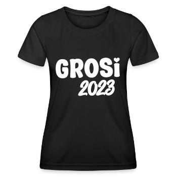 Grosi 2023 Hallo Oma Schweiz Schweizer Oma - Frauen Funktions-T-Shirt - Schwarz - Vorne - AI Model Female 172 light (172cm)